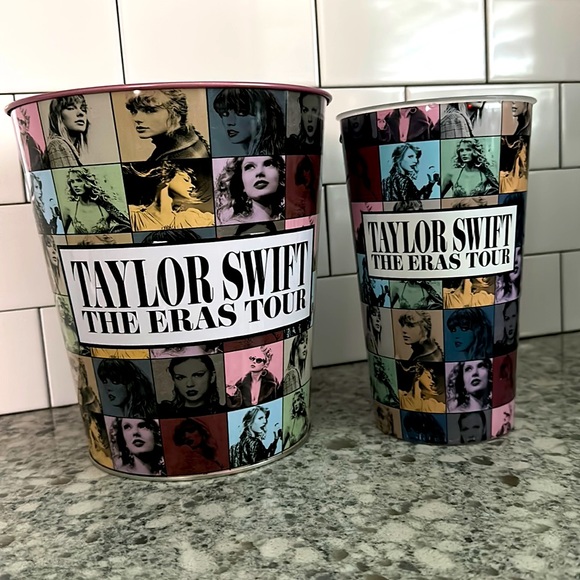 Taylor swift metal pop corn bucket and cup bundle